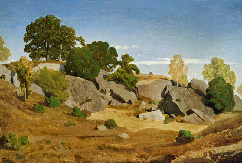Rocks at Fontainebleau à Theodore Caruelle d' Aligny