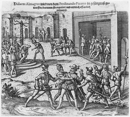 Capture, trial and execution of Diego de Almagro by order of Francisco Pizarro à Theodore de Bry