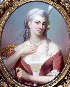 Portrait of a Lady Wearing a Red Velvet Decollete Dress