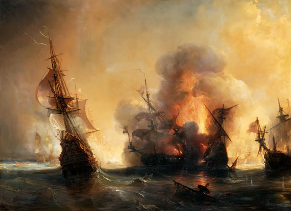 La bataille navale à Lagos le 27 juin 1693 à Théodore Gudin