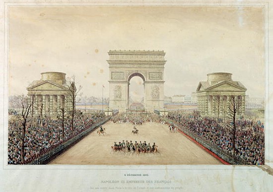 Entry of Napoleon III into Paris, through the Arc de Triomphe, on 2nd December 1852 (w/c and engravi à Theodore Jung