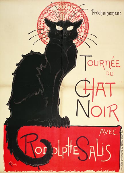 Poster advertising a tour of the Chat Noir Cabaret, 1896 (colour litho) à Théophile-Alexandre Steinlen