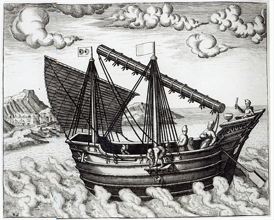 A Chinese Junk, illustration from ''Jan Huyghen van Linschoten, His Discourse of Voyages into the Ea à le Jeune Doetechum Johannes Baptista van