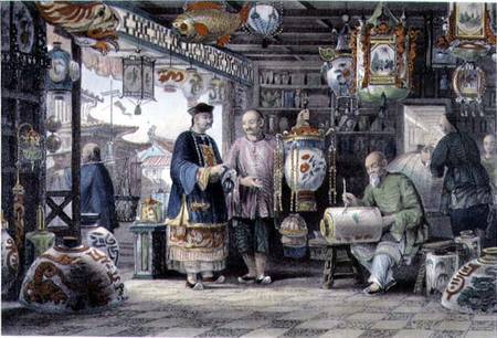 Showroom of a Lantern Merchant in Peking à Thomas Allom