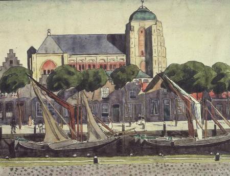 The Church and Harbour at Verre à Thomas Austen Brown