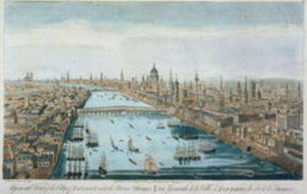 A General View of the City of London and the River Thames, plate 2 from 'Views of London', engraved à Thomas Bowles
