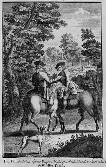 Claude Duval robbing Squire Roper, Master of the Buckhounds to King Charles II, in Windsor Forest à Thomas Bowles