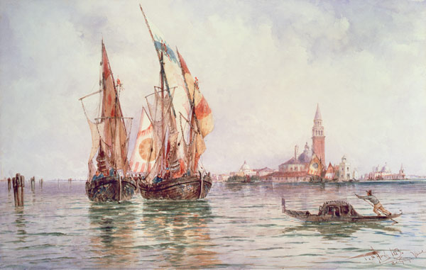 Fishing boats near San Giorgio Maggiore, Venice à Thomas Bush Hardy