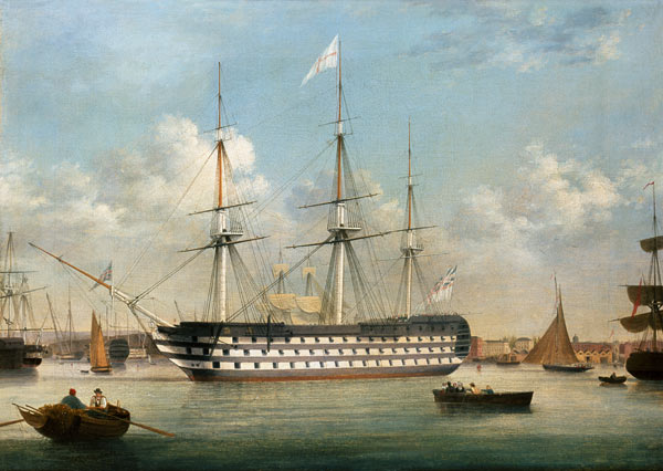 H.M.S. Britannia lying off Plymouth à Thomas Buttersworth