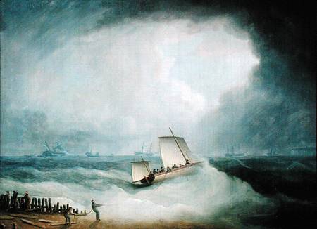 A Deal Lugger Going off to a Storm-bound Ship in the Downs, South Foreland à Thomas Buttersworth