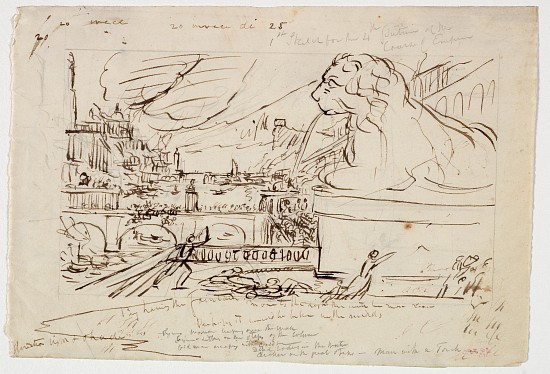 Sketch for 'Destruction', from the 'Course of Empire' series à Thomas Cole