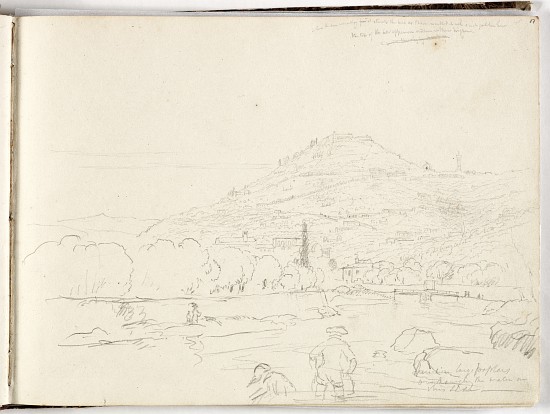 Sketch of hilltop, riverbank and figures à Thomas Cole