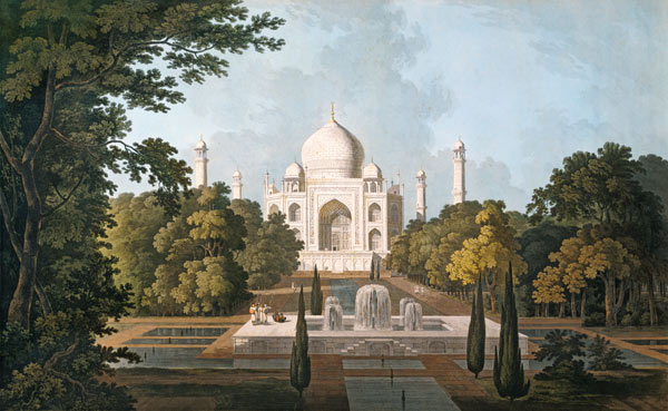 The Taj Mahal, Agra, from the Garden, published 1801 à Thomas Daniell