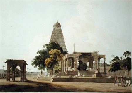 The Great Bull, An Hindoo Idol, At Tanjore, plate XXII from 'Oriental Scenery' à Thomas Daniell