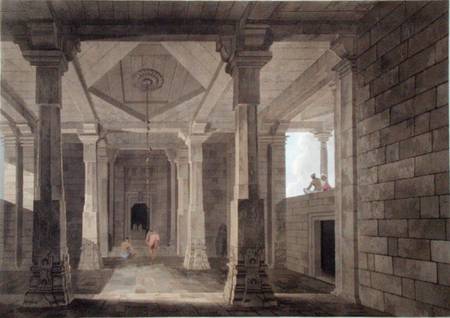 Part of the Interior of an Hindoo Temple at Deo, in Bahar, plate VI from 'Oriental Scenery' à Thomas Daniell
