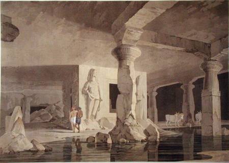 Part of the Temple of the Elephanta, plate VIII from 'Oriental Scenery' à Thomas Daniell
