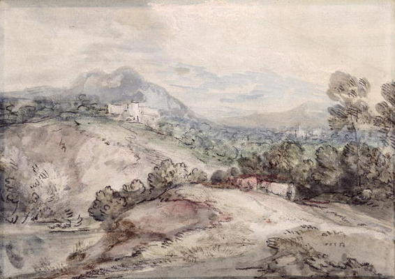 A Hilly Landscape, 1785 (pen, ink and gouache on paper) à Thomas Gainsborough