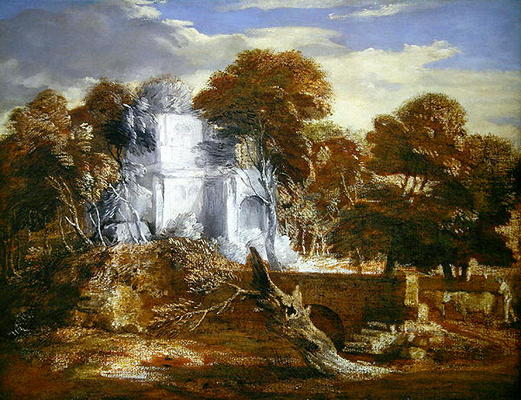 Landscape with a Figure and Cattle (oil on canvas) à Thomas Gainsborough