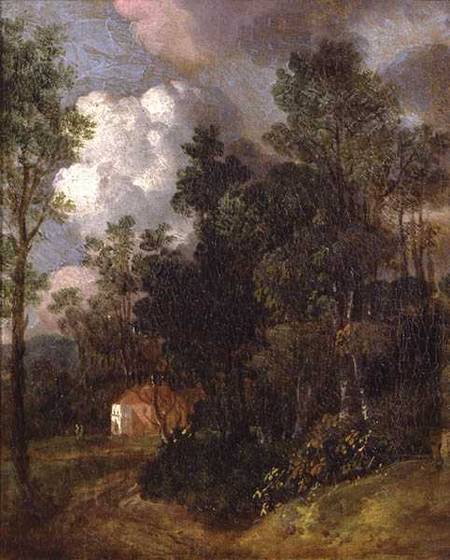 Wooded Landscape with Country House and Two Figures à Thomas Gainsborough