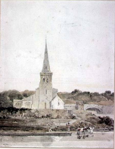 Landscape with a Church beside a River à Thomas Girtin