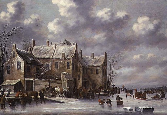 Winter Scene with View at Medemblik à Thomas Heeremans