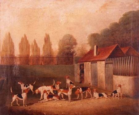 Foxhounds in a Kennelyard à Thomas Henwood