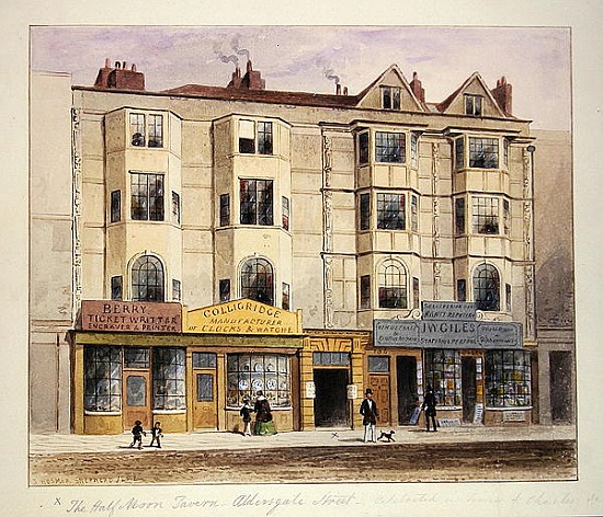 An old House called the Half Moon Tavern, on the West side of Aldersgate Street à Thomas Hosmer Shepherd