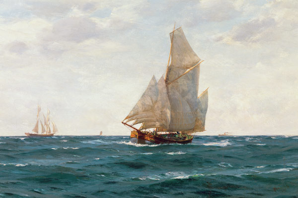 A Ketch and a Brigantine off the Coast à Thomas J. Somerscales