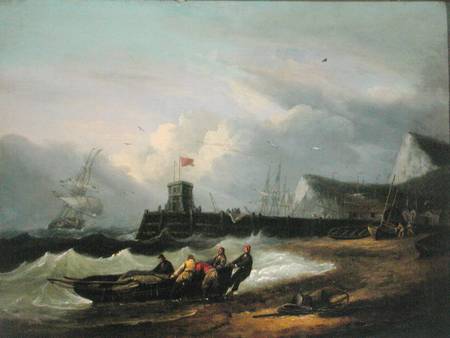 Hauling a Boat Ashore off Dover Harbour à Thomas Luny