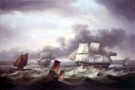 Shipping off Plymouth Sound à Thomas Luny