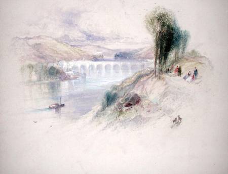 The River Schuylkill (pencil & w/c on paper) à Thomas Moran