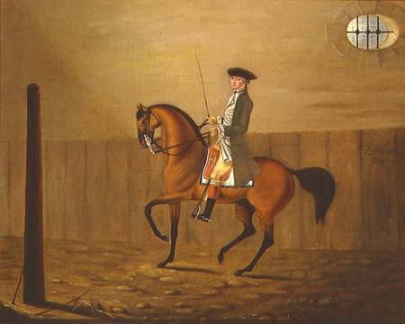Gentleman on a Bay Horse in a Riding School à Thomas Parkinson