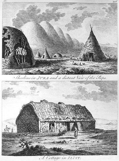 Sheelins in Jura and a distant view of the Paps and A Cottage of Islay, from ''A Tour in Scotland, a à Thomas Pennant