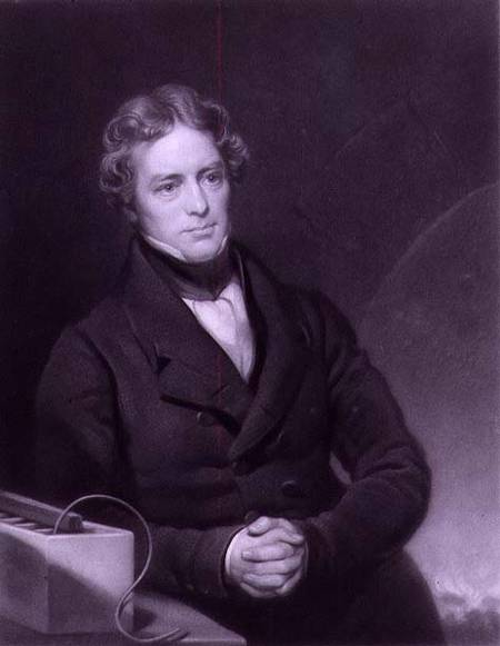 Portrait of Michael Faraday (1791-1867) engraved by Henry Cousins (d.1864) à Thomas Phillips