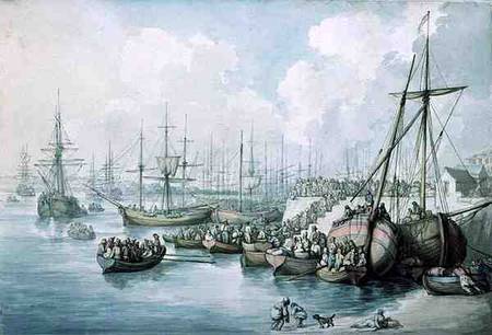 The Disembarkation of the Royalists of Toulon at Southampton in 1794 à Thomas Rowlandson