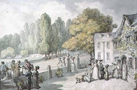 A House with Figures, Formerly Known as 'The Green, Richmond' à Thomas Rowlandson