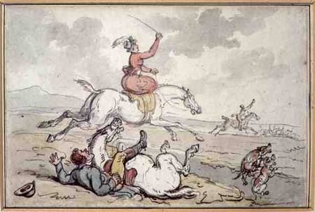 A Hunting Incident (pen & ink & w/c on paper) à Thomas Rowlandson