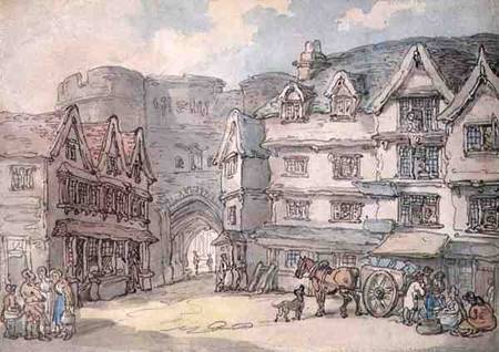 The South Gate, Exeter (pen, w/c & pencil on à Thomas Rowlandson