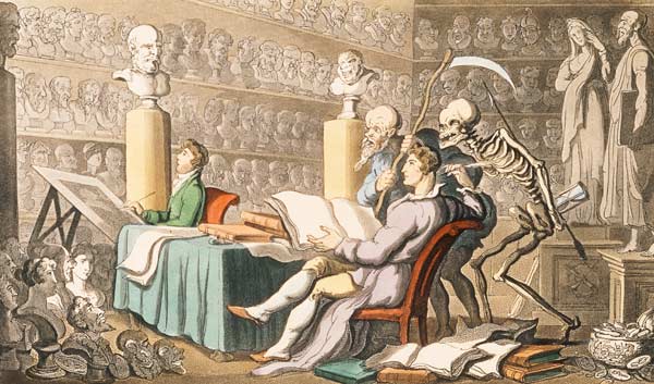 "Time and Death their Thoughts Impart/On Works of Learning and of Art" à Thomas Rowlandson