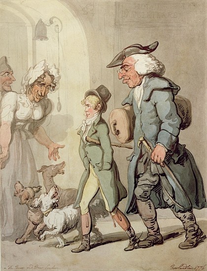 The Bear and Bear Leader - passing the Hotel d''Angleterre à Thomas Rowlandson