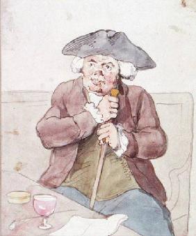 A Man Seated in a Tavern (pen, brown