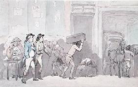 Rowlandson and Wigstead (1745-93) Arriving at an Inn (pen & grey ink and w/c on paper)