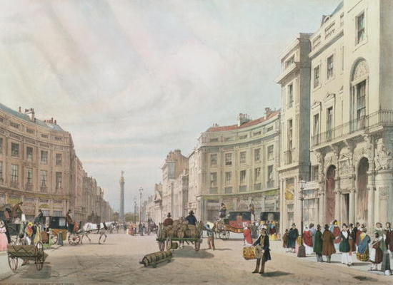 Regent Street, Looking Towards the Duke of York's Column, from 'London As It Is', engraved and pub. à Thomas Shotter Boys