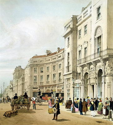 Western side of John Nash's extended Regent Circus (detail) from 'London As It Is', engraved and pub à Thomas Shotter Boys