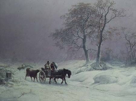 The wintry road to market à Thomas Sidney Cooper