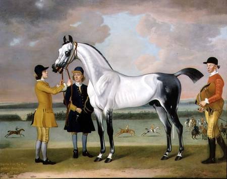 The Duke of Bolton's 'Starling' with a jockey and groom at Newmarket à Thomas Spencer