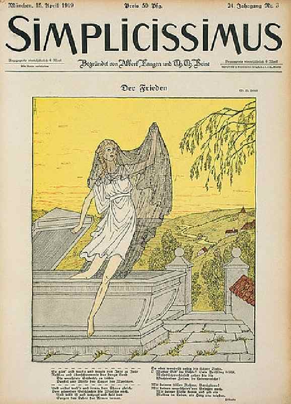 The peace (Resurrection of the black-veiled goddess of peace from a sarcophagus) à Thomas Theodor Heine