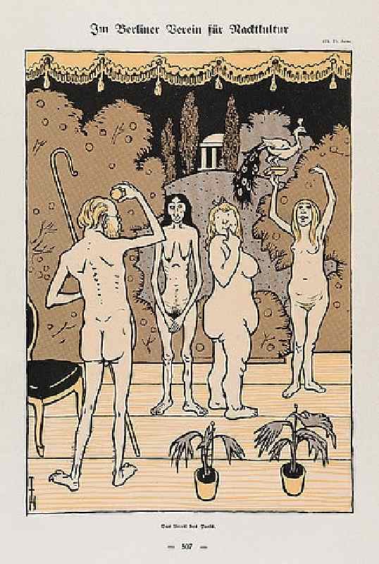 In the Berlin Association for Nude Culture, The Judgment of Paris. From: Simplicissimus, No. 31 à Thomas Theodor Heine