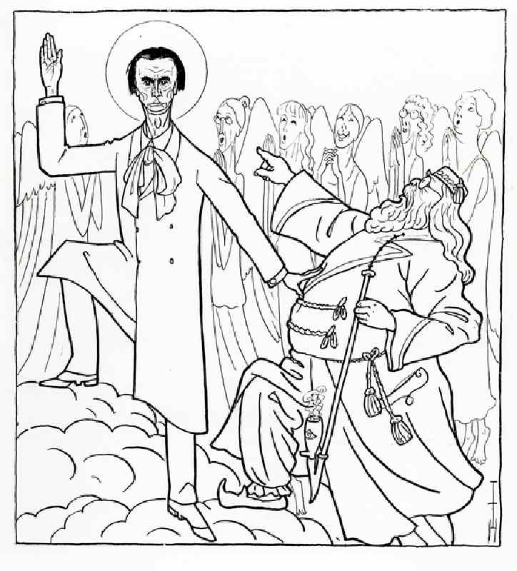 Caricature of Rudolf Steiner, illustration from Simplicissimus, published April 20 1925 (litho) à Thomas Theodor Heine