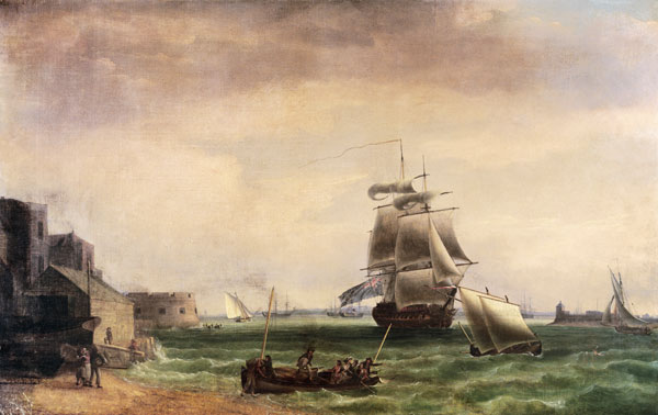 Men-O'-War and Small Craft at Portsmouth Harbour à Thomas Whitcombe